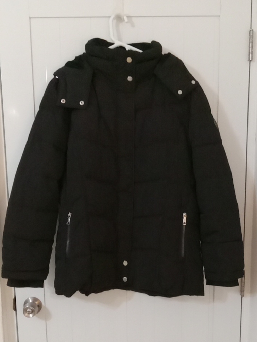 Calvin Klein Black Women's Quilted Puffer Jacket with Hood XXL